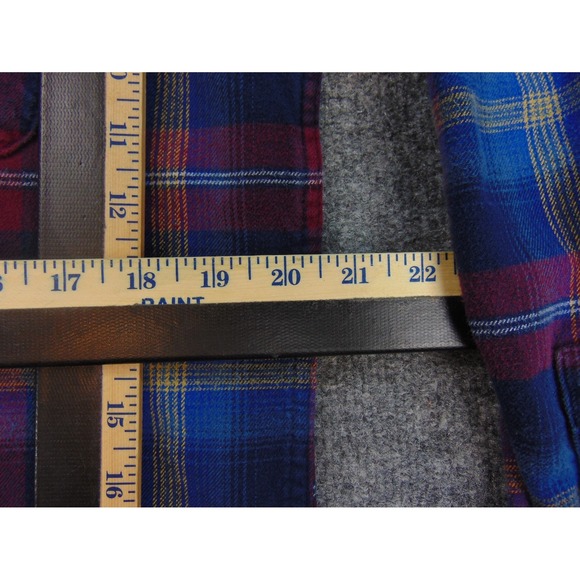 Blake Shelton Lands' End Flannel Shirt Mens Med Red Blue Plaid Long Sleeve - Picture 6 of 8